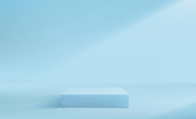 Abstract pedestal background in blue tones. Square empty stand.