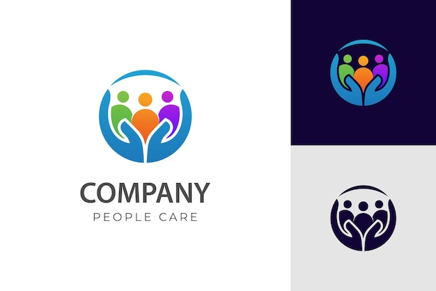 Abstract People Care Logo Human Icon with Circular Two Hands Symbol for family care community and care about humanity logo