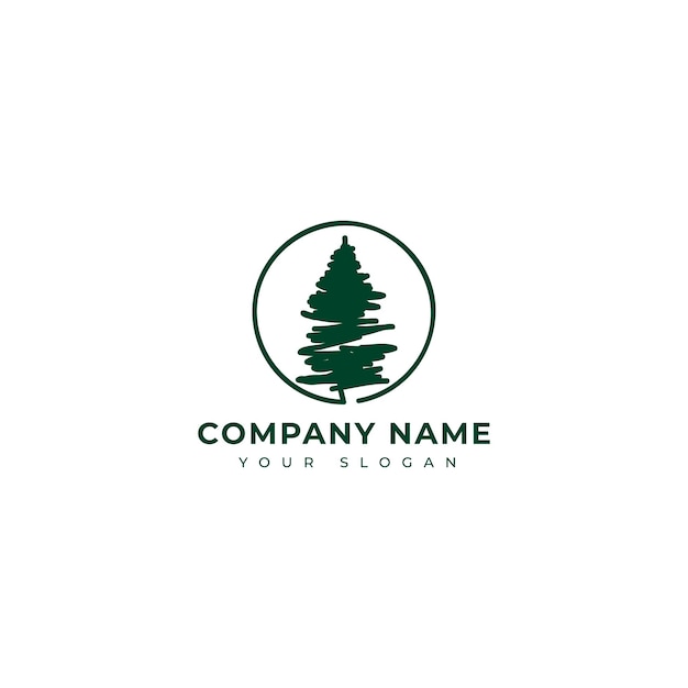 Abstract pine tree logo vector design template