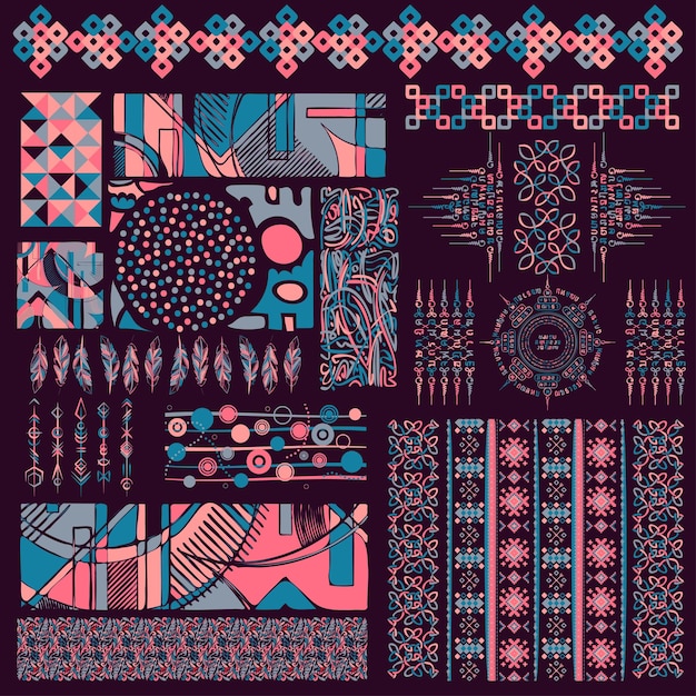 Abstract pink design elements set