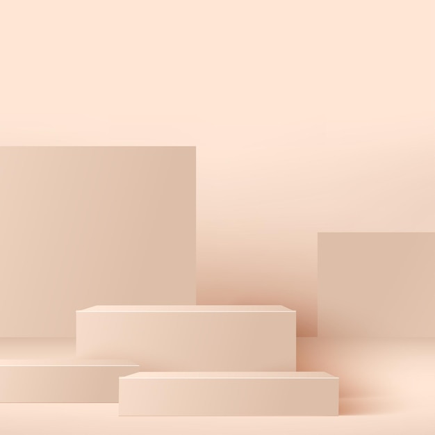 Abstract pink geometric 3d podiums. 