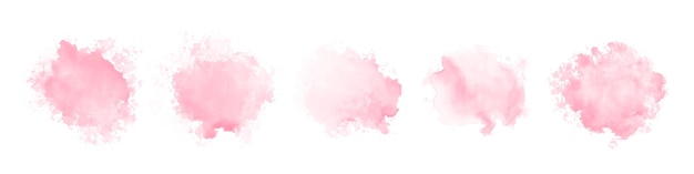 Abstract pink watercolor water splash set on a white background Vector watercolour texture in rose color