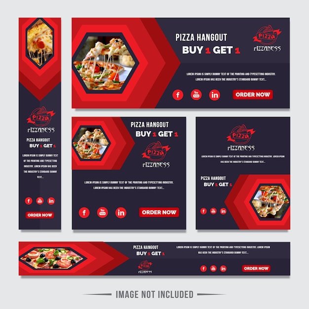 Abstract Pizza Food Banner Set