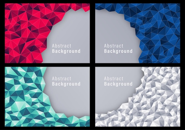 Abstract polygon backgrounds set of 4 triangle geometry design templates website banner posters