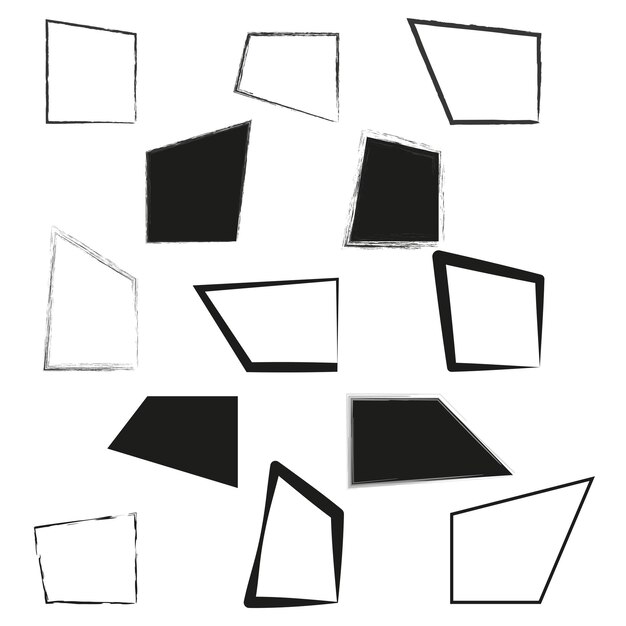 Vector abstract polygon shapes irregular geometric forms black and white vector illustration