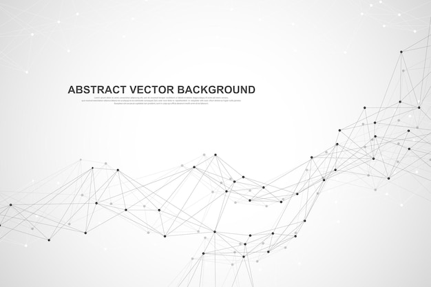 Abstract polygonal background with connected lines and dots minimalistic geometric pattern molecule ...