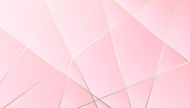 Abstract polygonal luxury golden line with pink background