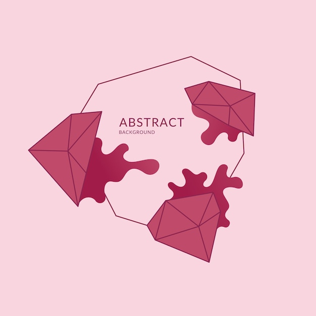 Abstract polygonal object and splashes in the background. Low poly design. Vector illustration