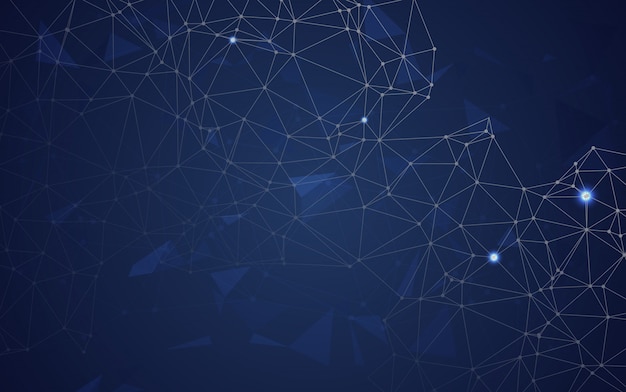 Abstract polygonal space low poly blue background with connecting dots and lines. Connection structure.vector illustrator