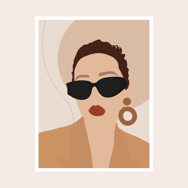 Abstract portrait of  beautiful woman with glasses illustration