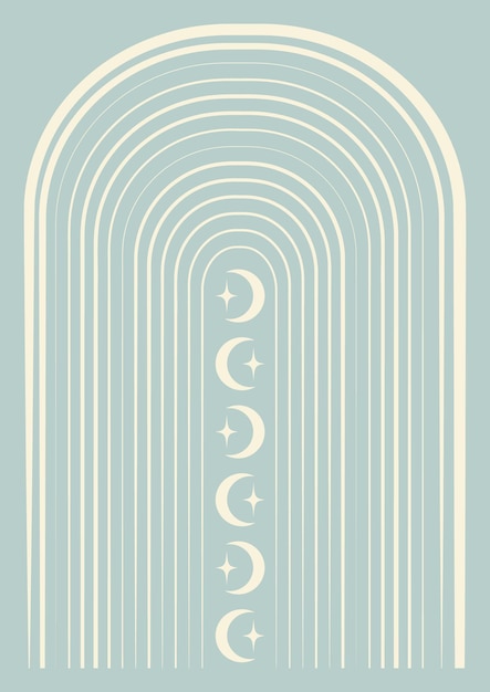 Abstract poster with arch moon and star in boho style illustration