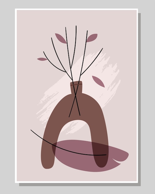 Abstract poster with an unusual vase. Scandinavian style.