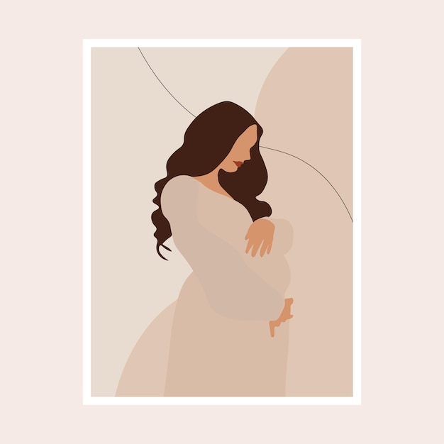 Abstract pregnant woman mothers day illustration