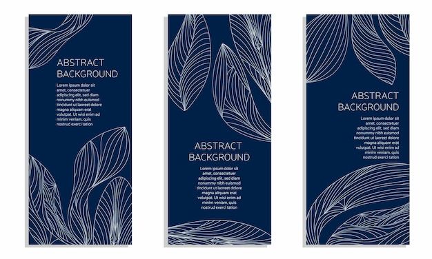 Abstract premium luxury banner background vector illustration. Silver element as leaves on dark back