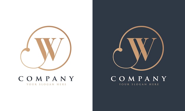 Abstract Premium Royal luxury elegant letter W logo design