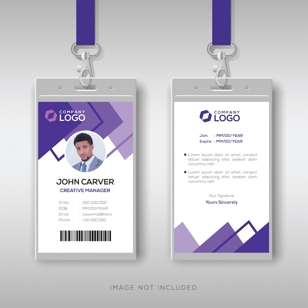 Abstract purple ID card design template