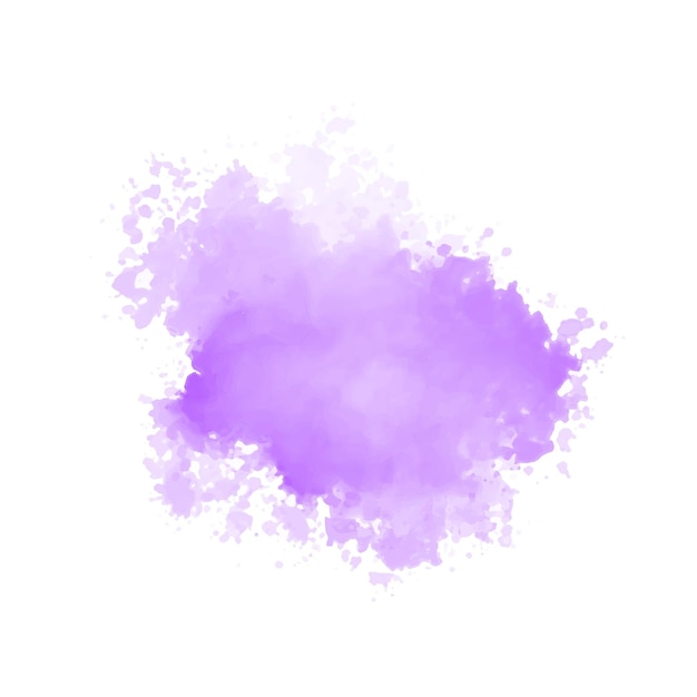 Abstract purple watercolor water splash on a white background. Vector watercolour texture in blue color. Ink paint brush stain. Purple soft light blot. Watercolor violet splash