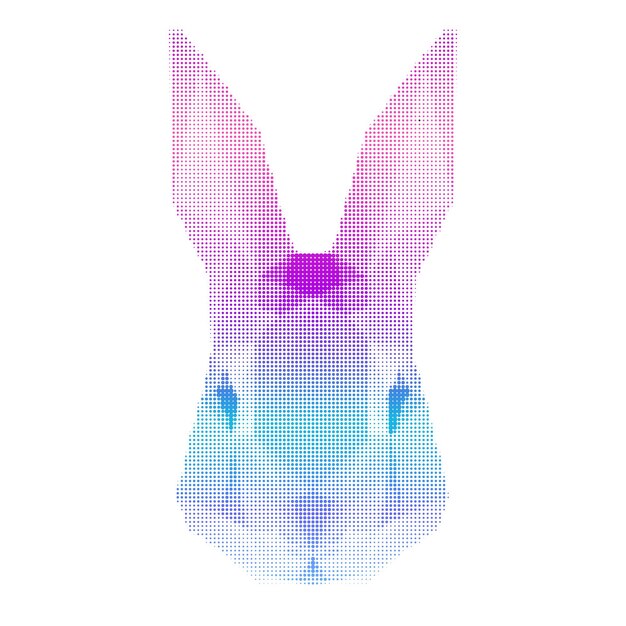 Vector abstract rabbit head isolated on white. graphic animal portrait for birthday card, modern party invitation, wallpaper, shop sale advertising, workshop, t-shirt, bag print, poster.