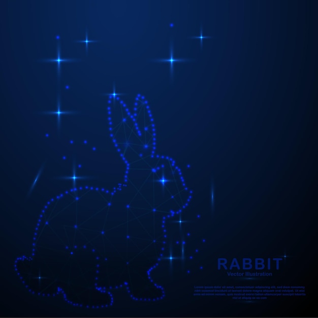 Vector abstract rabbit in the space low poly style design