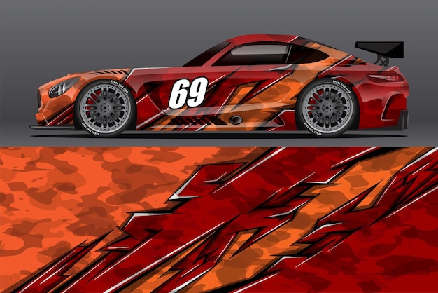 Abstract Race car wrap sticker design and sports background for daily use racing livery or car vinyl