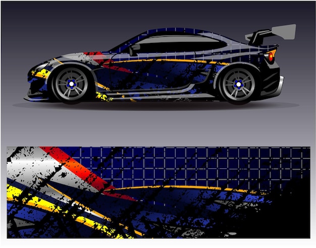 Abstract Race car wrap sticker design and sports background for daily use racing livery or car vinyl