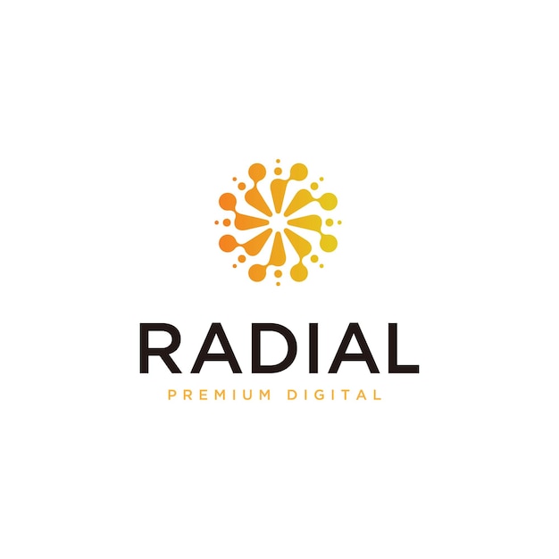 abstract radial digital logo design template