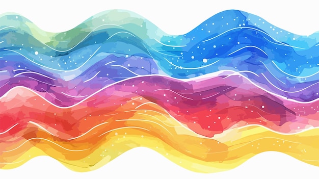 Abstract Rainbow Waves Watercolor Background