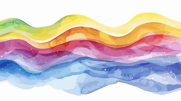 Abstract Rainbow Waves Watercolor Background