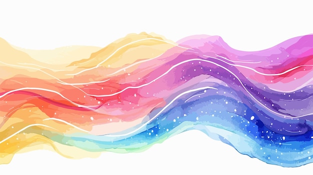 Abstract Rainbow Waves Watercolor Background