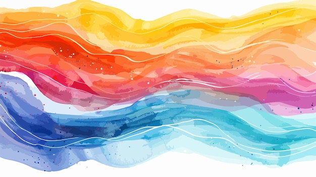 Abstract Rainbow Waves Watercolor Background