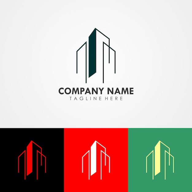 abstract real estate company branding logo, with multi-storey building icon