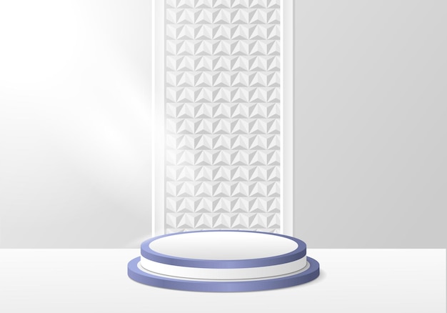 Abstract realistic 3D room white cylinder pedestal podium minimal scene