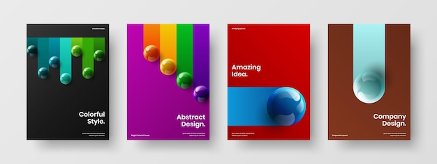 Abstract realistic balls corporate identity layout composition