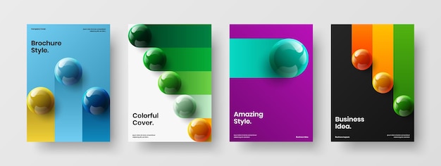 Abstract realistic spheres book cover template bundle