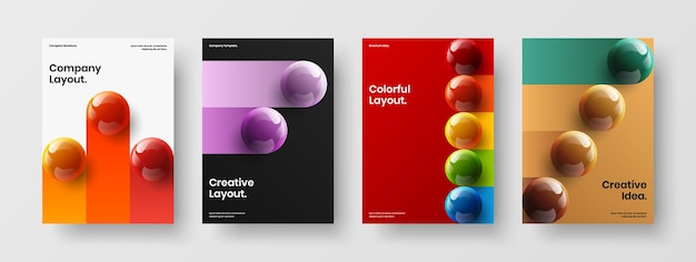 Abstract realistic spheres company cover layout collection