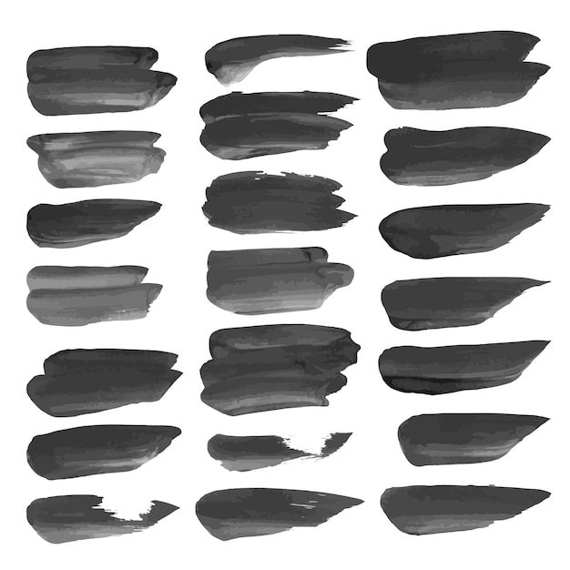 Abstract realistic strokes painted with black paint isolated on a white background