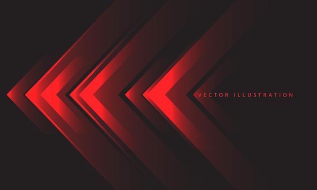 Abstract red arrow light direction on dark grey design technology futuristic background vector