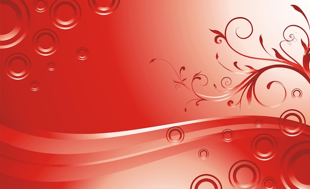 Abstract red background with lines and circle