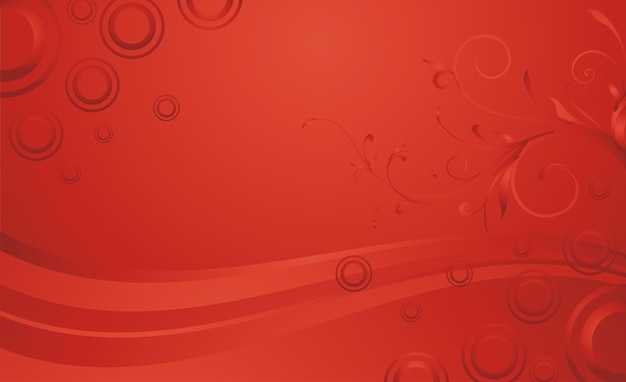 Abstract red background with lines and circle