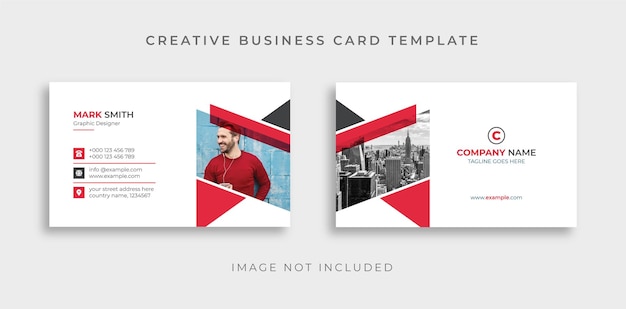 Abstract red black creative business card template premium vector