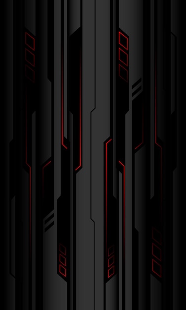 Abstract red black cyber circuit shadow on grey metal design technology futuristic background vector