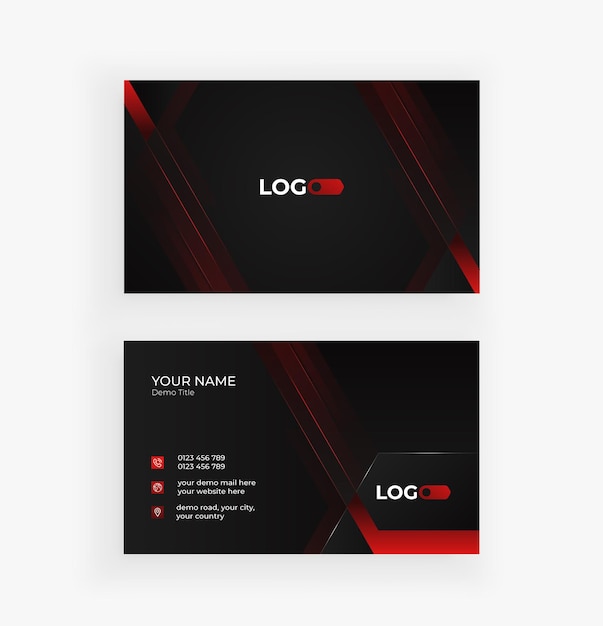 Vector abstract red and black geometric business card design