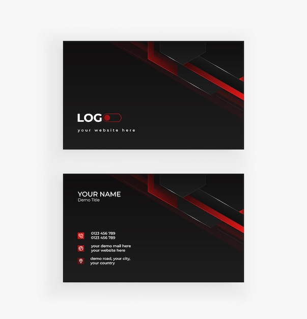 Vector abstract red and black geometric business card design