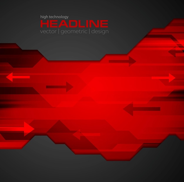 Abstract red black tech vector background