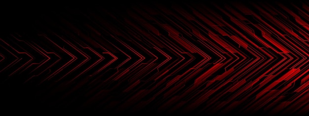 Abstract red circuit cyber arrow direction black shadow technology futuristic background vector