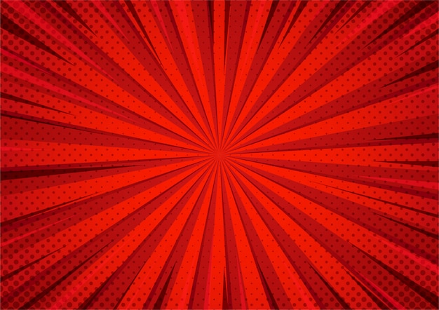 Abstract Red Comic cartoon style halftone zoom pattern.