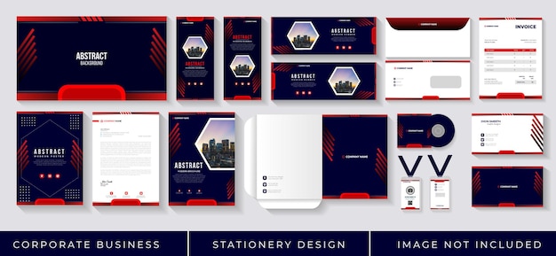 Abstract Red corporate business idendity stationery design set