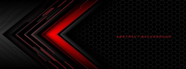 Abstract red grey metal black cyber circuit technology geometric hexagon mesh background vector