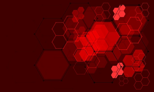 Abstract red hexagon line technology futuristic geometric connect network design modern vector