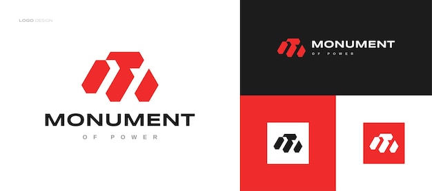 Abstract Red Letter M Logo Design for Business and Technology Brand Identity